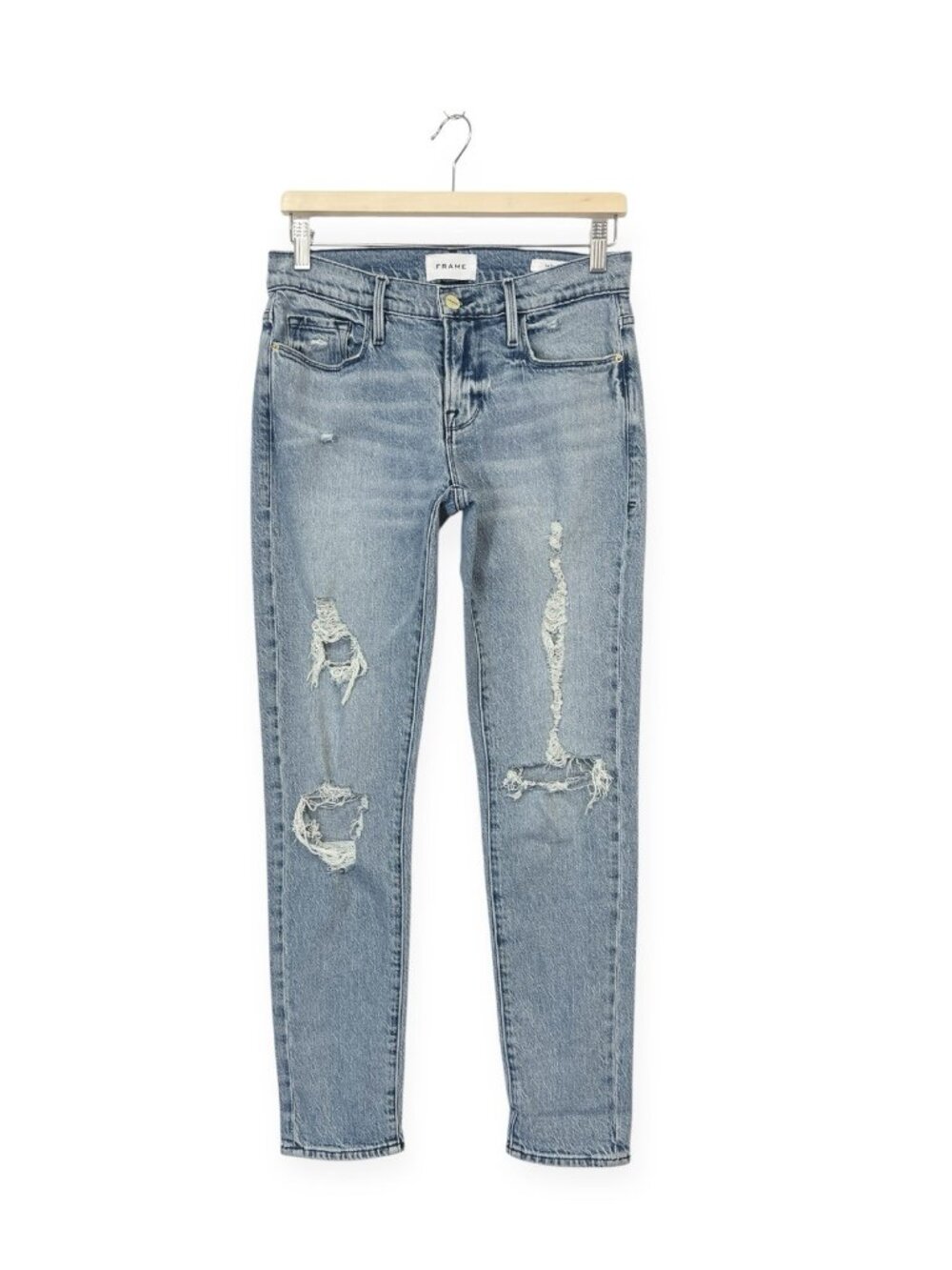 Frame Le Garcon Destroyed Jeans Size 25 Light Blue